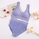 FINETOO Seamless Women Underwear Set Tops Set Panties Women Wireless Lingerie Suit Padded Bras S-XL Backless Bralette Lingeries