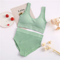 FINETOO Seamless Women Underwear Set Tops Set Panties Women Wireless Lingerie Suit Padded Bras S-XL Backless Bralette Lingeries