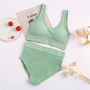FINETOO Seamless Women Underwear Set Tops Set Panties Women Wireless Lingerie Suit Padded Bras S-XL Backless Bralette Lingeries