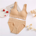 FINETOO Seamless Women Underwear Set Tops Set Panties Women Wireless Lingerie Suit Padded Bras S-XL Backless Bralette Lingeries