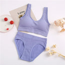 FINETOO Seamless Women Underwear Set Tops Set Panties Women Wireless Lingerie Suit Padded Bras S-XL Backless Bralette Lingeries