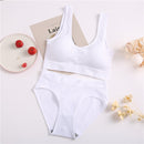 FINETOO Seamless Women Underwear Set Tops Set Panties Women Wireless Lingerie Suit Padded Bras S-XL Backless Bralette Lingeries
