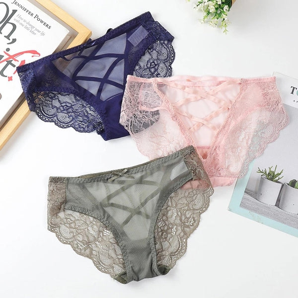 Lace Panties Women Sexy Transparents Underwear Hollow Out Woman Lingerie Low Waist M-3XL Large Size Lady Soft Underpantes