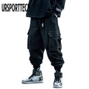 URSPORTTECH Hot Black Cargo Pants Men Hip Hop Autumn Harem Pant Streetwear Harajuku Jogger Sweatpant Cotton Trousers Male Pants