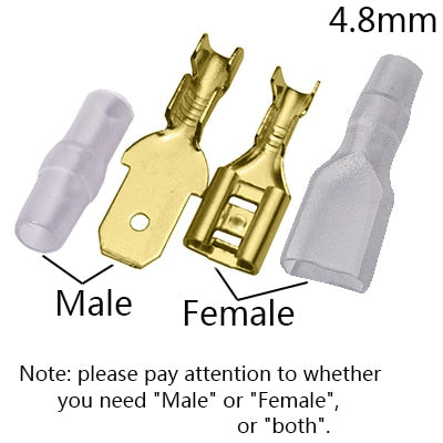 100Pcs 2.8mm 4.8mm 6.3mm Plug Spring Female Male Spade Cold Crimp Terminals Connector Car Speaker Electrical Wire Connectors Set