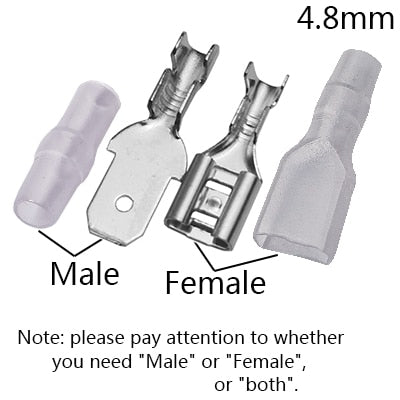 100Pcs 2.8mm 4.8mm 6.3mm Plug Spring Female Male Spade Cold Crimp Terminals Connector Car Speaker Electrical Wire Connectors Set