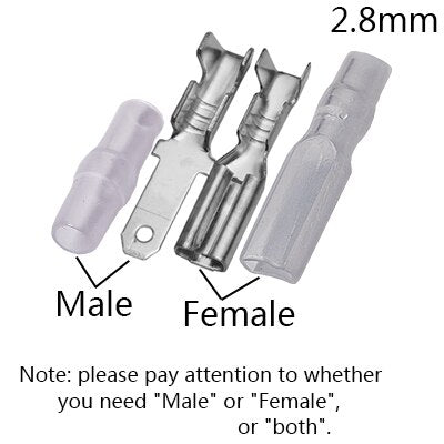 100Pcs 2.8mm 4.8mm 6.3mm Plug Spring Female Male Spade Cold Crimp Terminals Connector Car Speaker Electrical Wire Connectors Set