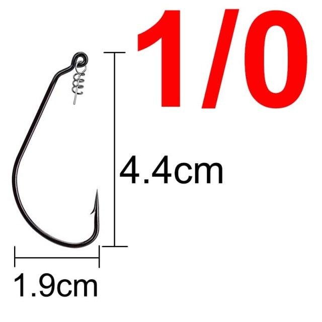 20pcs Wide Gap Worm Fishing Hooks Jig Crank Big Bass Hook Black High Carbon Steel Crank Barbed Hook for Soft Fishing Lure