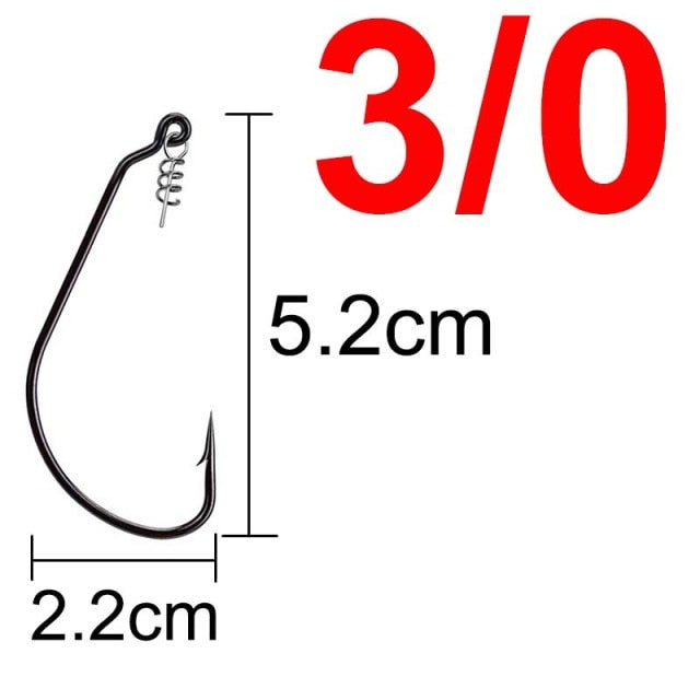 20pcs Wide Gap Worm Fishing Hooks Jig Crank Big Bass Hook Black High Carbon Steel Crank Barbed Hook for Soft Fishing Lure