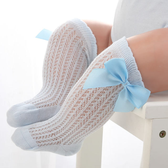 Balleenshiny Baby Girl Socks Toddler Baby Bow Cotton Mesh Breathable Socks Newborn Infant Non-slip Baby Girls Socks 0-3 years