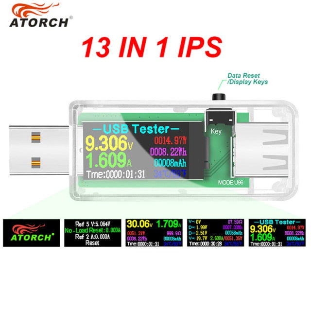 13 in 1 USB Tester DC Digital Voltmeter Amperimetro Voltage Current Meter Ammeter Detector Power Bank Charger Indicator