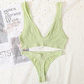 2PCS Bra Set Women Underwear Set Seamless Deep V Bra Ribbed Tops Sexy Lingerie Female Low Back Bralette Fashion Brassiere