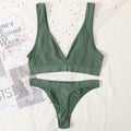 2PCS Bra Set Women Underwear Set Seamless Deep V Bra Ribbed Tops Sexy Lingerie Female Low Back Bralette Fashion Brassiere