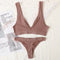 2PCS Bra Set Women Underwear Set Seamless Deep V Bra Ribbed Tops Sexy Lingerie Female Low Back Bralette Fashion Brassiere