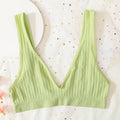 2PCS Bra Set Women Underwear Set Seamless Deep V Bra Ribbed Tops Sexy Lingerie Female Low Back Bralette Fashion Brassiere