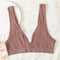 2PCS Bra Set Women Underwear Set Seamless Deep V Bra Ribbed Tops Sexy Lingerie Female Low Back Bralette Fashion Brassiere
