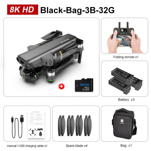 KAI ONE Pro/Max GPS Drone  8K HD Dual Camera Three-axis gimbal Brushless Motor With 5G Wifi Quadcopter Rc Distance 1.2km Gifts