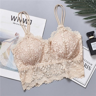 New Arrival Women Push Up Wireless Lace Bra Top Women Plus Size Bralette Underwear Lingerie Full Cup