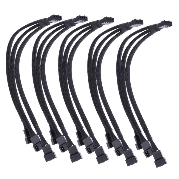 4 Pin Extension Cable Motherboard Office 1 To 3 Ways Splitter Sleeved Connector CPU PWM Fan Practical Accessories Tinned Copper