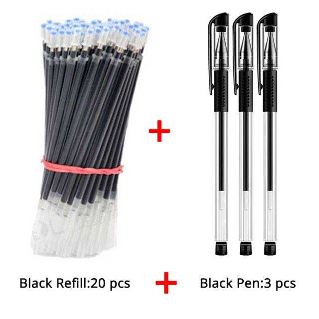 Gel Pen Refill Set Black Blue Red ink Student ballpoint pen Fast dry Bullet tip 0.5mm School&office writing supplies Stationery