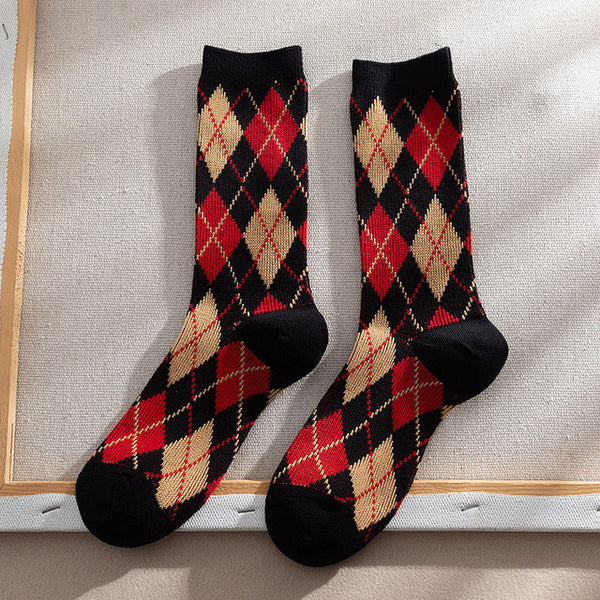 Women Socks Autumn New Socks Fashion Lattice Cotton Preppy Style Happy Casual Deodorant Socks Female Socks High Quality Fashion
