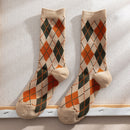 Women Socks Autumn New Socks Fashion Lattice Cotton Preppy Style Happy Casual Deodorant Socks Female Socks High Quality Fashion