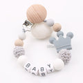 New Personalized Name Handmade Beech Pacifier Clips Holder Chain Silicone Crown Pacifier Chains Baby Teether Teething Chain Gift
