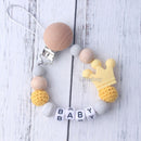 New Personalized Name Handmade Beech Pacifier Clips Holder Chain Silicone Crown Pacifier Chains Baby Teether Teething Chain Gift