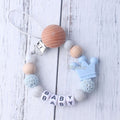 New Personalized Name Handmade Beech Pacifier Clips Holder Chain Silicone Crown Pacifier Chains Baby Teether Teething Chain Gift