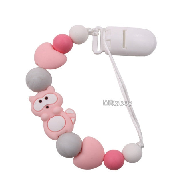 New Personalized Name Handmade Beech Pacifier Clips Holder Chain Silicone Crown Pacifier Chains Baby Teether Teething Chain Gift