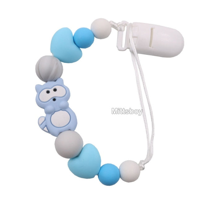 New Personalized Name Handmade Beech Pacifier Clips Holder Chain Silicone Crown Pacifier Chains Baby Teether Teething Chain Gift