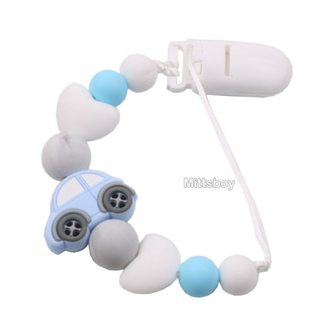 New Personalized Name Handmade Beech Pacifier Clips Holder Chain Silicone Crown Pacifier Chains Baby Teether Teething Chain Gift