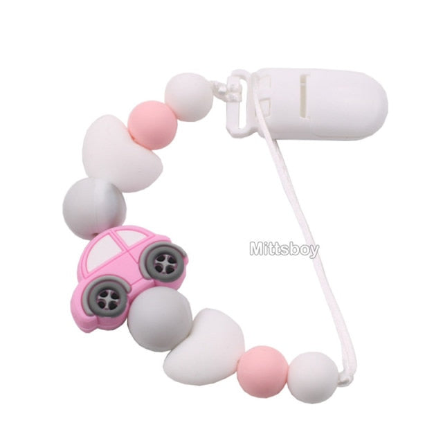 New Personalized Name Handmade Beech Pacifier Clips Holder Chain Silicone Crown Pacifier Chains Baby Teether Teething Chain Gift