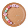 New Personalized Name Handmade Beech Pacifier Clips Holder Chain Silicone Crown Pacifier Chains Baby Teether Teething Chain Gift