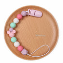 New Personalized Name Handmade Beech Pacifier Clips Holder Chain Silicone Crown Pacifier Chains Baby Teether Teething Chain Gift