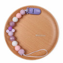 New Personalized Name Handmade Beech Pacifier Clips Holder Chain Silicone Crown Pacifier Chains Baby Teether Teething Chain Gift