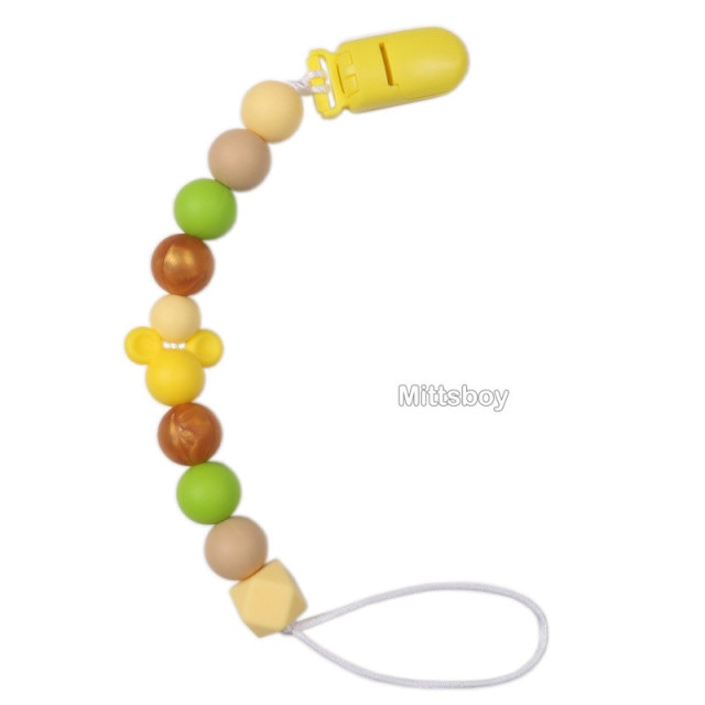 New Personalized Name Handmade Beech Pacifier Clips Holder Chain Silicone Crown Pacifier Chains Baby Teether Teething Chain Gift