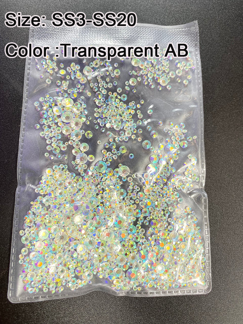 YanRuo Crystal AB Strass Flatback Caviar Glass Diamond Design Mini Glitter Pearl Mini Rhinestones Manicure Nail Art Decoration