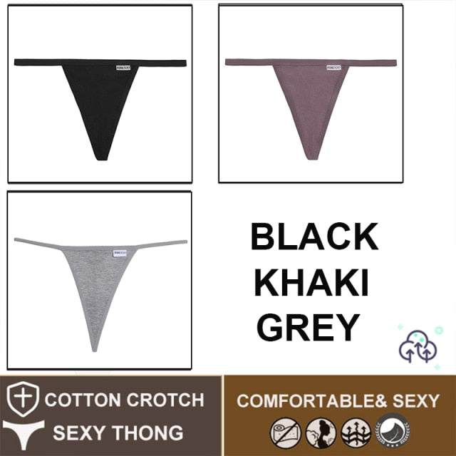 FINETOO 3PCS/Set M-XL Sexy G-string Panties Cotton Women's Underwear Girls Female Underpant Pantys Ladies Bikini Thong Lingerie