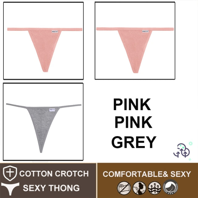 FINETOO 3PCS/Set M-XL Sexy G-string Panties Cotton Women's Underwear Girls Female Underpant Pantys Ladies Bikini Thong Lingerie