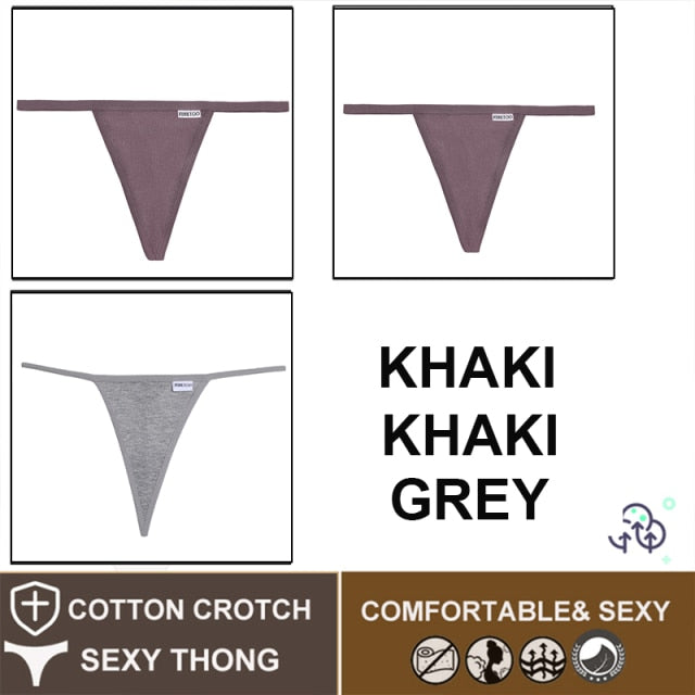 FINETOO 3PCS/Set M-XL Sexy G-string Panties Cotton Women's Underwear Girls Female Underpant Pantys Ladies Bikini Thong Lingerie