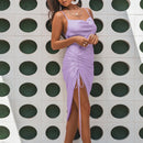 NewAsia Ruched Satin Summer Dress Drawstring Spaghetti Straps Cowl Neck Backless Long Dresses for Women Party Sexy Vestidos 2020