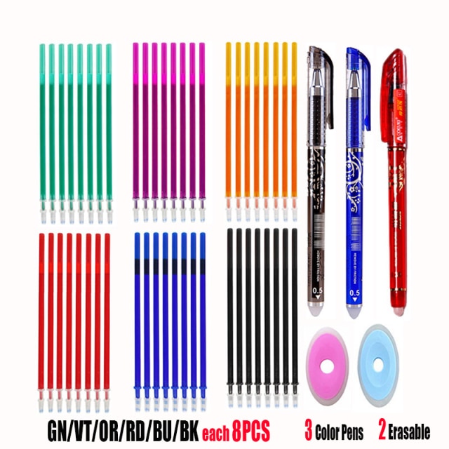 25Pcs Creative Drawing Gel Pen Erasable Refills Rod 0.5mm Ink Washable Handle Ballpoint Pens kawaii Stationery for School Office