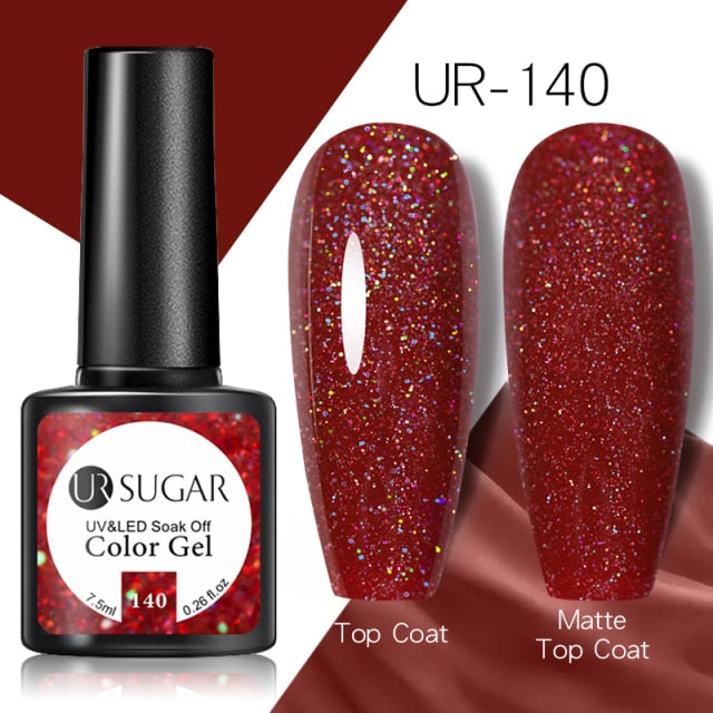 UR SUGAR 7.5ml Reflective Glitter Gel Shiny Rose Red Silver UV Gel Nail Polish Soak Off Colorful Gel Nail Art Decoration