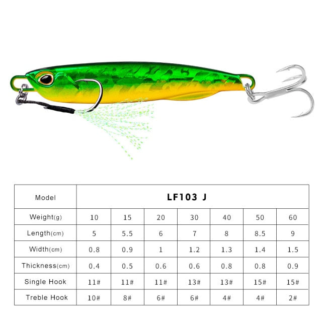 2021 Metal Jig Fishing Lure Weights 10g-60g Trolling Hard Bait Bass Fishing Bait Tackle Trout Jigging Lure Jigs Saltwater Lures