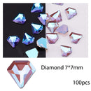 50/100pcs Nail Shaped Drill Rhinestones Parts Crystal Drop Rhombus Arrow Colorful Flatback Stones 3D Gems Nails Art Decoration