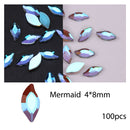 50/100pcs Nail Shaped Drill Rhinestones Parts Crystal Drop Rhombus Arrow Colorful Flatback Stones 3D Gems Nails Art Decoration