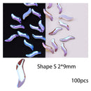 50/100pcs Nail Shaped Drill Rhinestones Parts Crystal Drop Rhombus Arrow Colorful Flatback Stones 3D Gems Nails Art Decoration