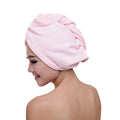 White Coral Velvet Dry Hair Bath Towel Microfiber Quick Drying Turban Super Absorbent Women Hair Cap Wrap with Button thicken