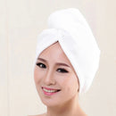 White Coral Velvet Dry Hair Bath Towel Microfiber Quick Drying Turban Super Absorbent Women Hair Cap Wrap with Button thicken
